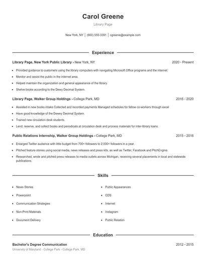 Resume example 1