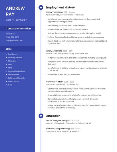Library Technician Resume