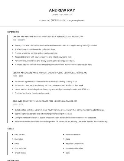 Library Technician Resume