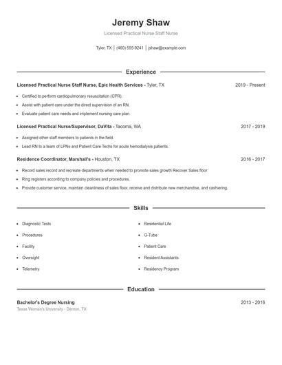 Resume example 1