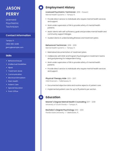 Licensed Psychiatric Technician Resume