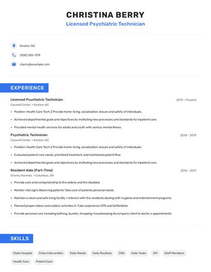 Licensed Psychiatric Technician Resume