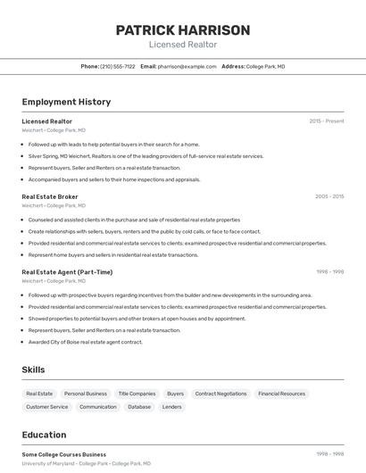 Resume example 2