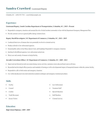 Lieutenant/Deputy Resume