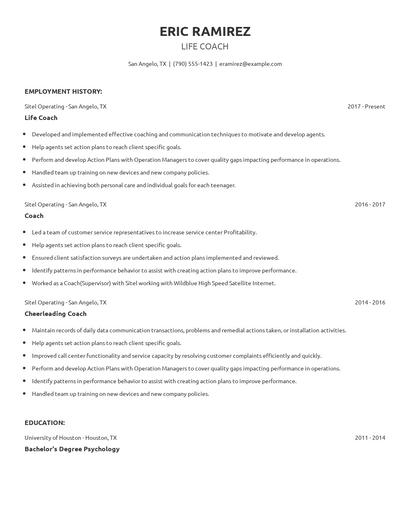 Life Coach Resume