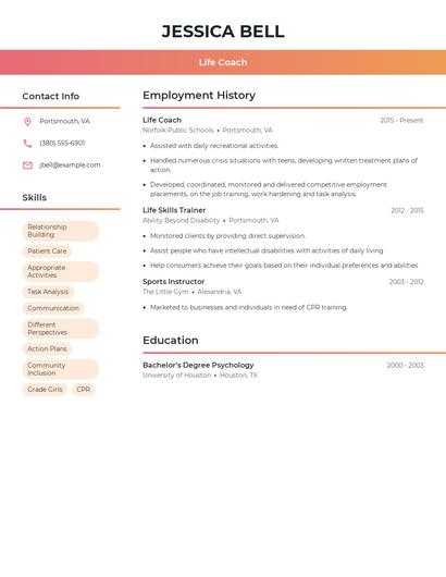 Life Coach Resume