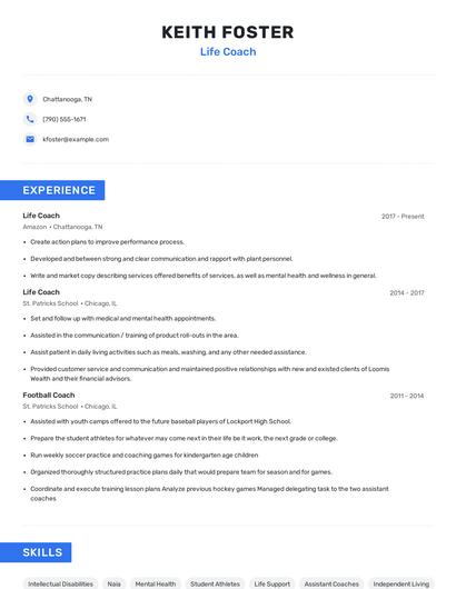 Life Coach Resume