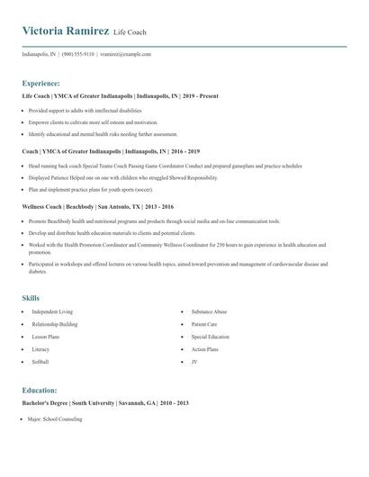 Life Coach Resume