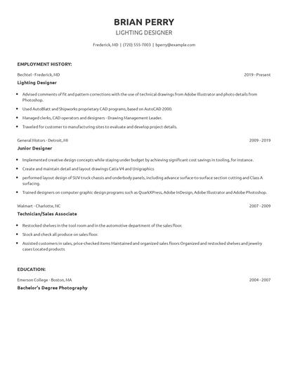 Lighting Designer Resume