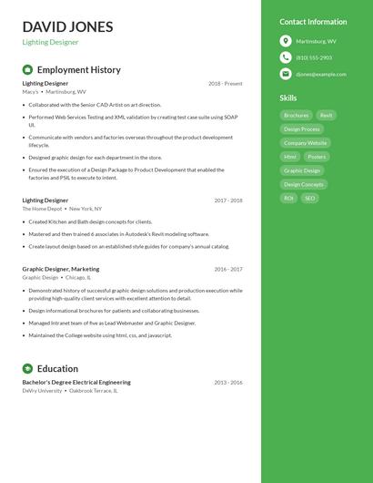 Lighting Designer Resume
