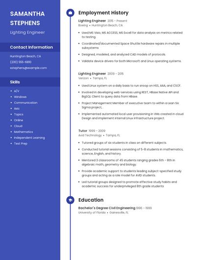 Lighting Engineer Resume