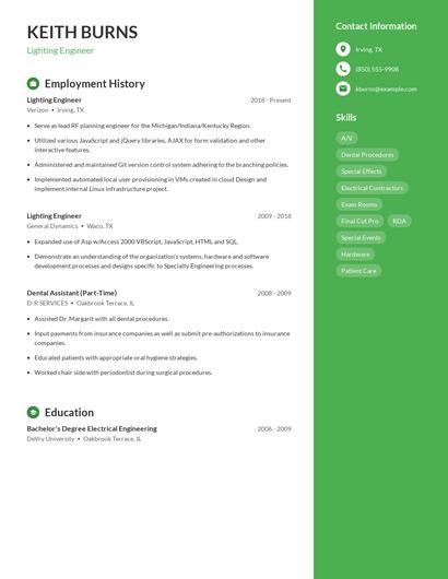 Lighting Engineer Resume