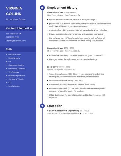 Limousine Driver Resume