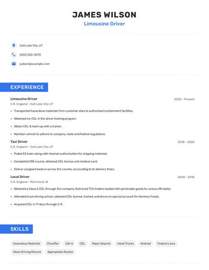 Limousine Driver Resume