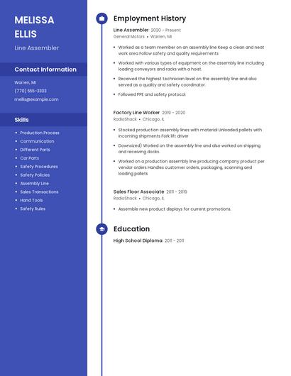 Line Assembler Resume