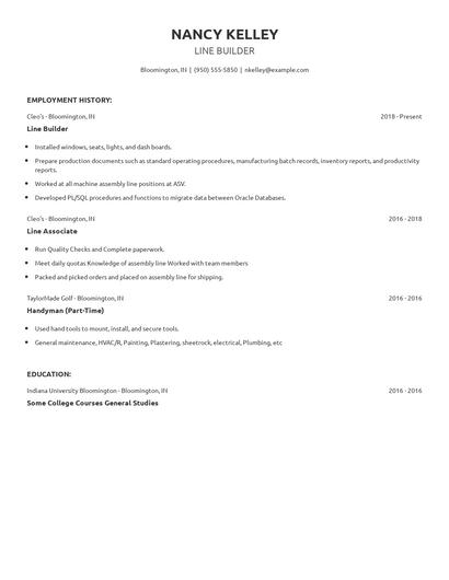 Line Builder Resume