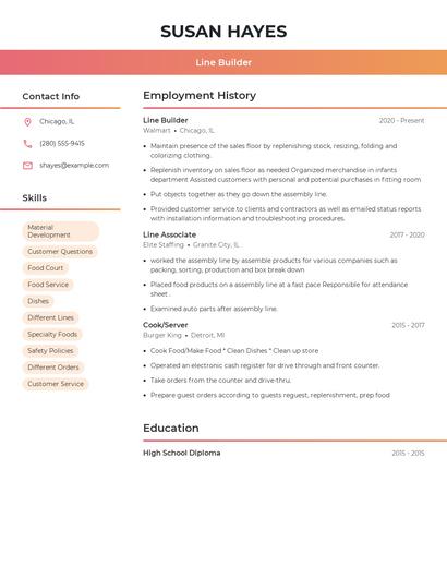 Line Builder Resume