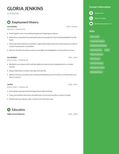 Line Builder Resume