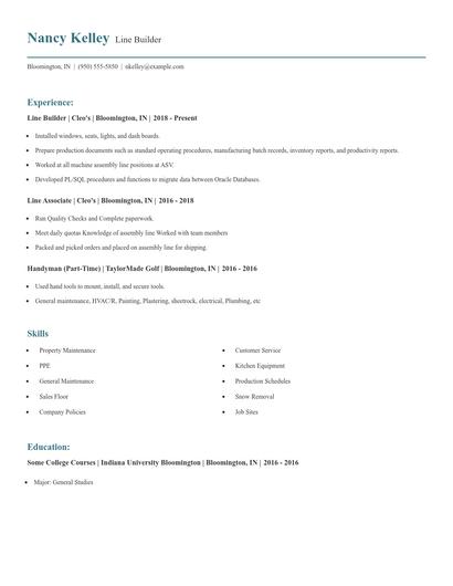 Line Builder Resume
