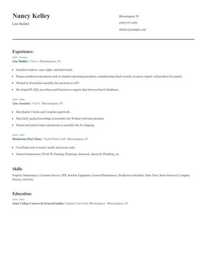 Line Builder Resume