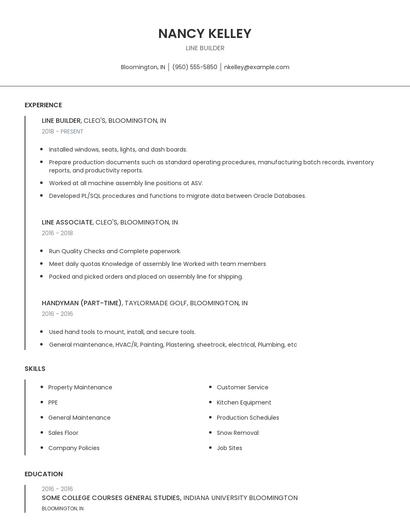 Line Builder Resume