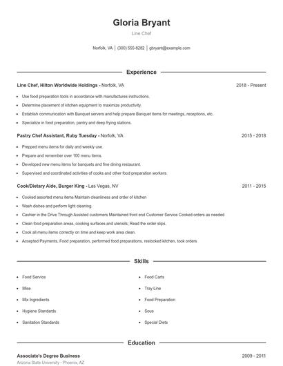 Line Chef Resume