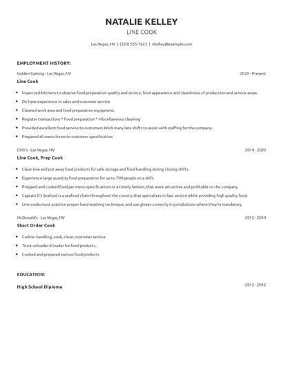 Line Cook Resume