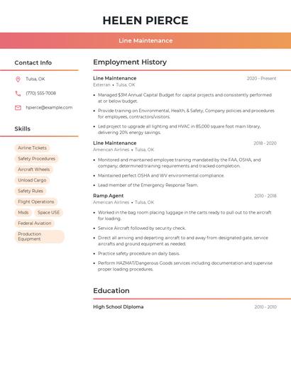 Line Maintenance Resume