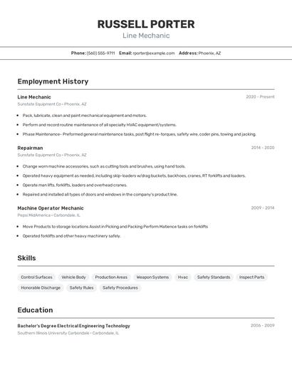 Resume example 2
