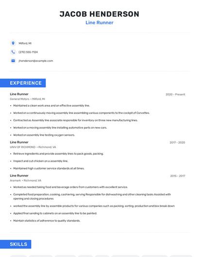 Line Runner Resume