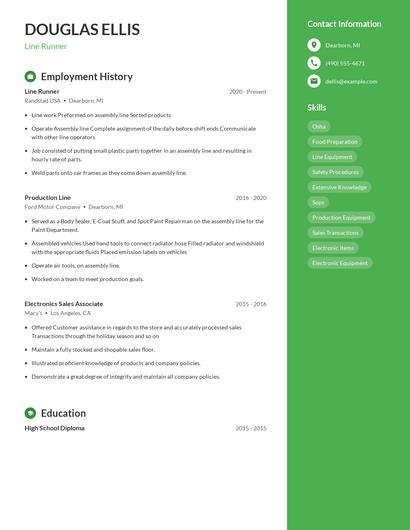 Line Runner Resume