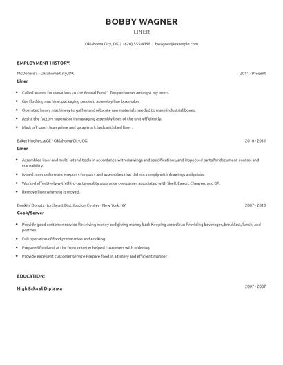 Liner Resume