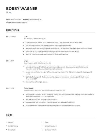 Liner Resume