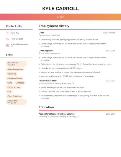 Liner Resume