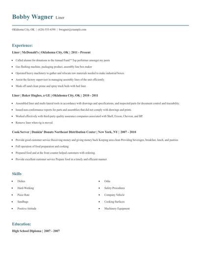 Liner Resume