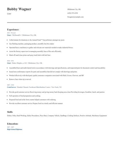 Liner Resume