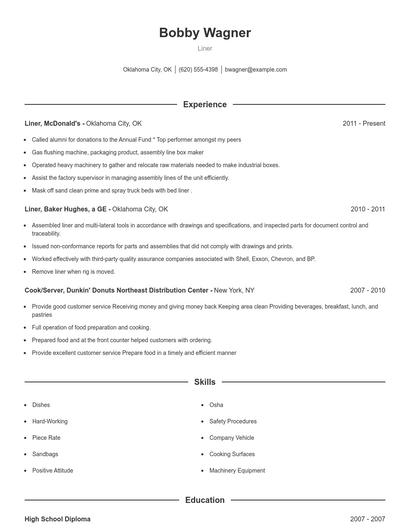 Liner Resume