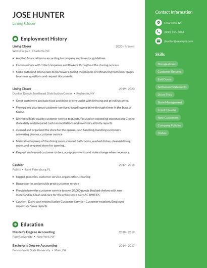Lining Closer Resume