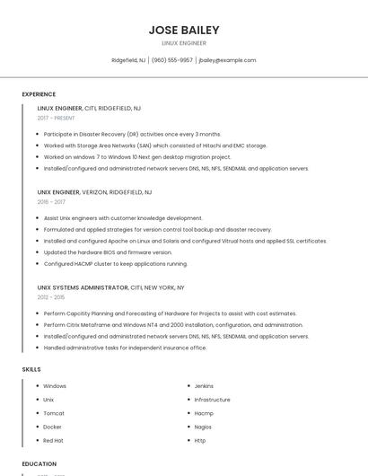 Linux Engineer Resume