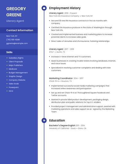 Literary Agent Resume