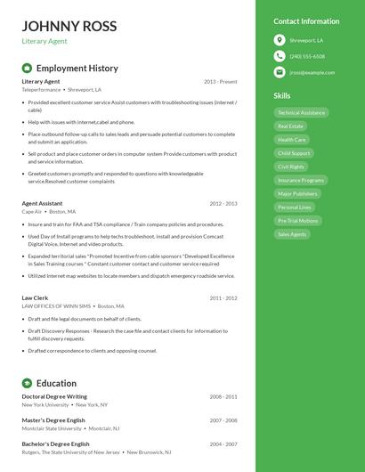 Literary Agent Resume