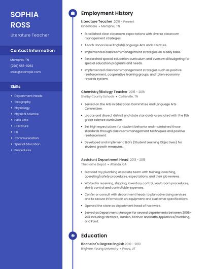 Literature Teacher Resume