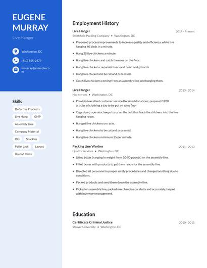 Live Hanger Resume