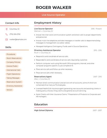 Live Source Operator Resume