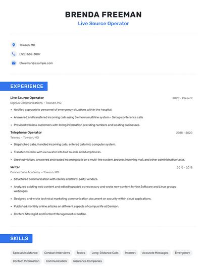 Live Source Operator Resume