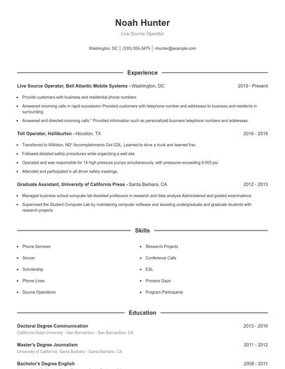 Live Source Operator Resume