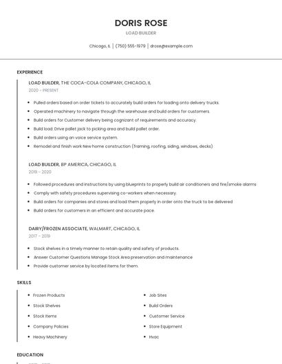 Load Builder Resume