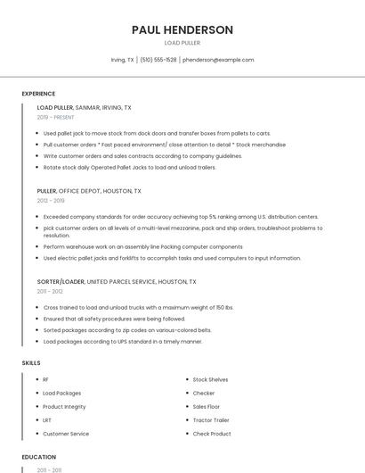 Load Puller Resume