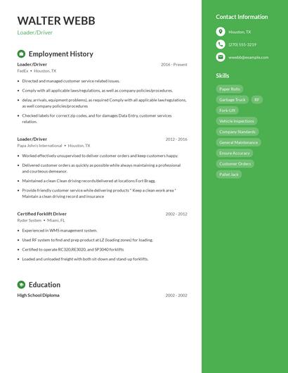 Resume example 5