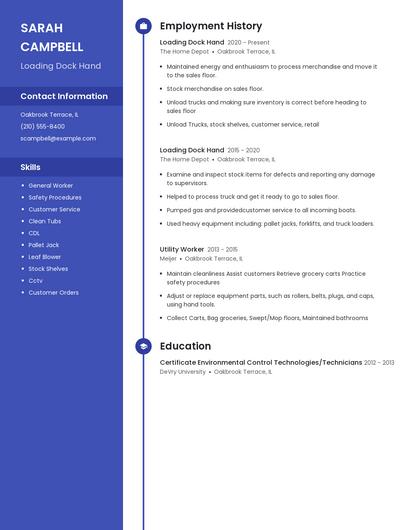 Loading Dock Hand Resume